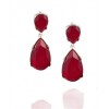 KENNETH JAY LANE Rhodium and Red Opal Tear Drop Earrings - Aretes - $159.00  ~ 136.56€