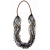 CHAN LUU Coton Cord Wrapped Necklace with Black Glass Bead and Brass Charm - Naszyjniki - $115.00  ~ 98.77€