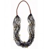 CHAN LUU Coton Cord Wrapped Necklace with Black Glass Bead and Brass Charm - Necklaces - $115.00  ~ £87.40