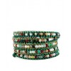 CHAN LUU Special Multi Stone Wrap Bracelet on Berol Leather with Green Threading - Bracelets - $198.00  ~ £150.48