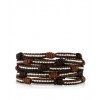 CHAN LUU 33’’ Five Wrap Sterling Silver Nuggets Bracelet on Knotted Natural Dark Brown - Braccioletti - $189.00  ~ 162.33€