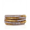 CHAN LUU Blue Lace Agate and Graduated Gold Vermeil Bead Wrap Bracelet on Natural Brown Leather - ブレスレット - $229.00  ~ ¥25,774