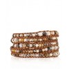 CHAN LUU Graduated Brioche Agate Wrap Bracelet on Natural Brown Leather - Bracelets - $198.00 