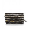 CHAN LUU Crystal Dorado Mix Wrap Bracelet on Natural Grey Leather - Bracelets - $239.00 