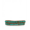 CHAN LUU MEN'S Double Wrap Light Turquoise Bracelet on Red Brown Leather - Bracelets - $105.00 