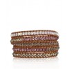 CHAN LUU Antique Pink Crystal Mix Wrap Bracelet on Natural Brown Leather - ブレスレット - $239.00  ~ ¥26,899