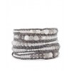 CHAN LUU Grey Mix Graduated Wrap Bracelet on Natural Grey Leather - 手链 - $225.00  ~ ¥1,507.58