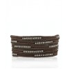 CHAN LUU MEN'S Five Wrap Gunmetal Nugget Wrap Bracelet on Black Leather with Chocolate Thread - Bracelets - $194.00 