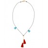 RONNI KAPPOS 16" Red Triangle Drops Necklace with Turquoise Details - Necklaces - $179.00 