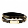 Studded Leather Wrap Bracelet  - Black - Bracelets - $24.95 