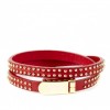 Studded Leather Wrap Bracelet  - Red - Bransoletka - $24.95  ~ 21.43€