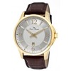 Lucien Piccard Men's Adamello Silver Sunray Dial Brown Genuine Leather 11566-YG-02S - Watches - $99.99 