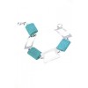 Turquoise Squares Silver Bracelet - Bracelets - $46.00  ~ £34.96