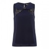 Cathy Navy Collared top with embellished bow by Cutie - Top - £24.00  ~ $31.58