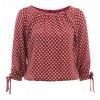Lindsay Maroon Peach print top with ribbon detailing by Cutie - トップス - £22.00  ~ ¥3,258