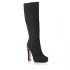 Donatella Black Metal detail knee high boot - Boots - £50.00 