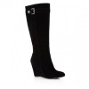 Spring Black Buckle detail knee high boot - Boots - £50.00 