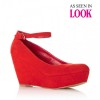 Luna Red Ankle strap wedge - Wedges - £38.00 