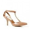 Edwina Nude Studded T bar mid heel court - Klasyczne buty - £35.00  ~ 39.55€