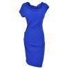 Leah' Cobalt Blue Stretch Crepe Asymmetric Pencil Dress - ワンピース・ドレス - £89.99  ~ ¥13,326