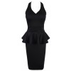 Cindy' Black Peplum Halter Dress - Dresses - £99.99 