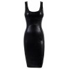 Valentina' Black Leatherette Bodycon Dress - Vestidos - £109.99  ~ 124.30€