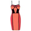 Coraline' Coral Colourblock Bandage Dress - Dresses - £99.99 