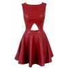 Holly' Burgundy Cut Out Leatherette Skater Dress - Obleke - £120.00  ~ 135.61€