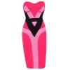 Alexandria' Hot Pink & Black Strapless Bandage Dress - Dresses - £99.99 
