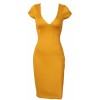 Dita' Mustard Yellow V Neck Pencil Galaxy Dress - Dresses - £79.99 