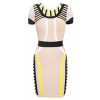 Charlotte' Nude, Black & Yellow Bandage Dress - ワンピース・ドレス - £120.00  ~ ¥17,771