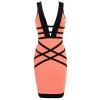 Naima' Coral & Black Woven Back Bandage Dress - ワンピース・ドレス - £120.00  ~ ¥17,771