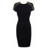 Tatiana' Black Studded Shoulder Pencil Dress - Kleider - £130.00  ~ 146.91€