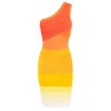 Caitlin' Orange Ombre One Shoulder Bandage Dress - Dresses - £120.00 