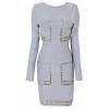 Taylor' Silver Embellished Grey Bandage Dress - Dresses - £119.99  ~ $157.88