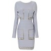 Taylor' Silver Embellished Grey Bandage Dress - Dresses - £119.99 