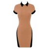 Cara' Caramel & Black Collared Bodycon Dress - SALE - ワンピース・ドレス - £60.00  ~ ¥8,885