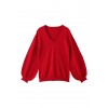 ボリュームスリーブVネックプルオーバー レッド - Long sleeves t-shirts - ¥11,550  ~ $102.62