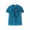 リボン付きブラウス ブルー - Shirts - ¥9,555  ~ $84.90