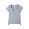 ファブリックコンビVネックTシャツ サックスブルー - T-shirts - ¥3,990  ~ £26.94