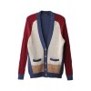 カラーブロッキングカーディガン ベージュ×レッド - Cardigan - ¥13,650  ~ £92.18