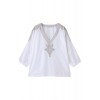 【navasana】刺繍ブラウス オフホワイト - 半袖シャツ・ブラウス - ¥14,700 