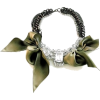 Crystal Khaki Bow Necklace - Ogrlice - 