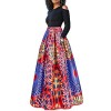 lexiart Two Pieces Dresses for Women Floral African Maxi Skirt with Pockets Off Shoulder Top Blouse S-6XL - Dresses - $21.50 