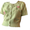 light green lime embroidered cardigan - Кофты - 