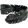 Black Studded Feather Bangle - Armbänder - 