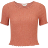 miss selfridge Rust Lettuce Ribbed T-Shi - T-shirts - £8.00  ~ $10.53