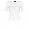 newlook Off White Lace-Up Neck T-shirt - T-shirt - £4.00  ~ 4.52€