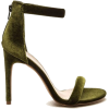 olive green velvet sandals - 经典鞋 - 