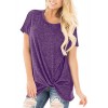 onlypuff Knot Twisted Front Shirts for Women Casual Short Sleeve Tunic Top Comfy - 半袖衫/女式衬衫 - $7.99  ~ ¥53.54